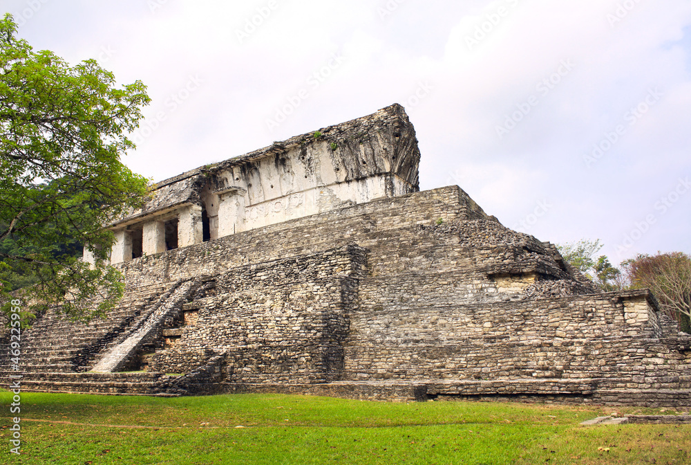 Ruins of temple, pre-Columbian Maya civilization, Palenque, Chiapas, Mexico