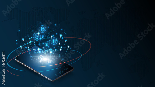 Money transfer, money transaction, global currency network, stock exchange business concept