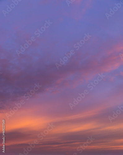 Fototapeta Naklejka Na Ścianę i Meble -  Beautiful view of sky with clouds at sunrise. Partly cloudy. Colorful sunset. Natural sky background texture, beautiful color.