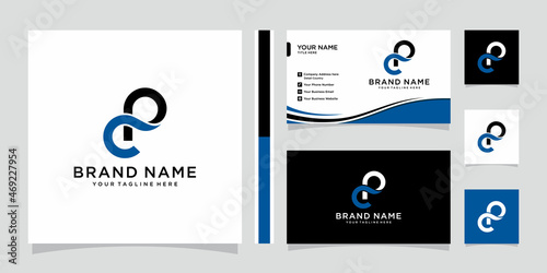 initial letter logo CP, PC, template logo design vector with business card design.