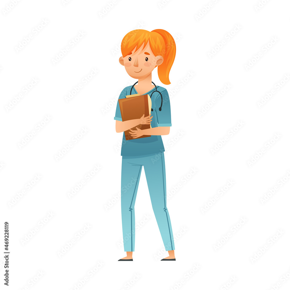 Woman doctor in unifrom with stethoscope. Medical staff cartoon vector illustration Woman doctor in unifrom with stethoscope. Medical staff cartoon vector illustration