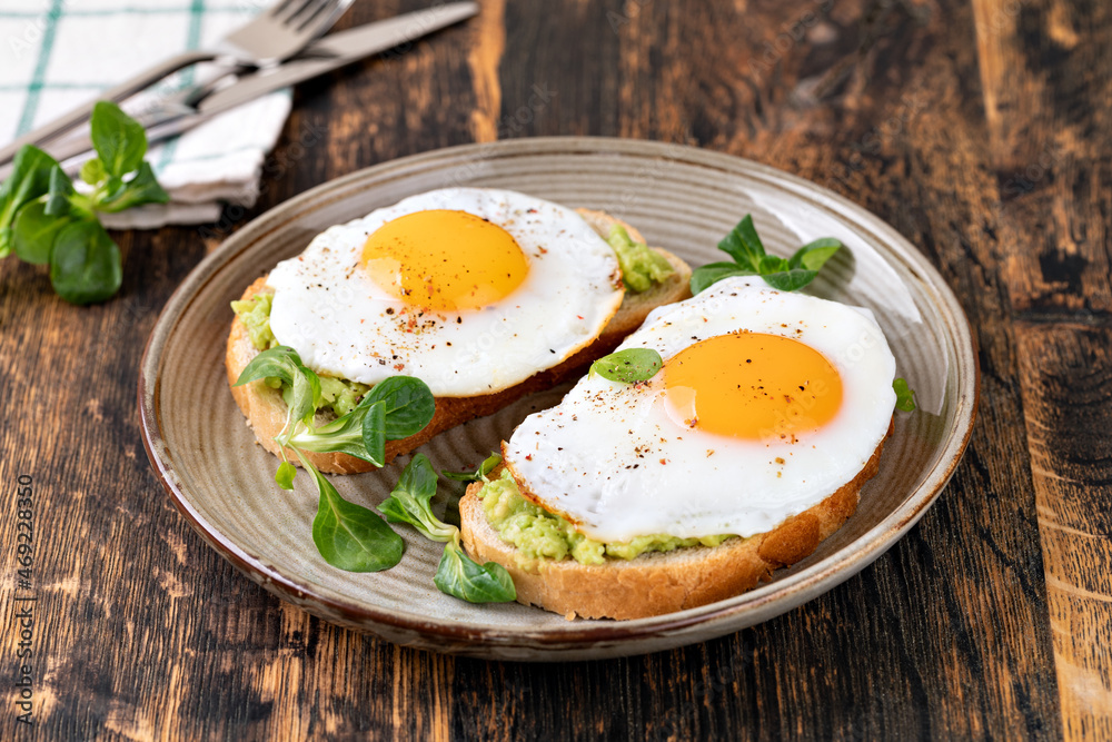 toast with fried egg toast with fried egg