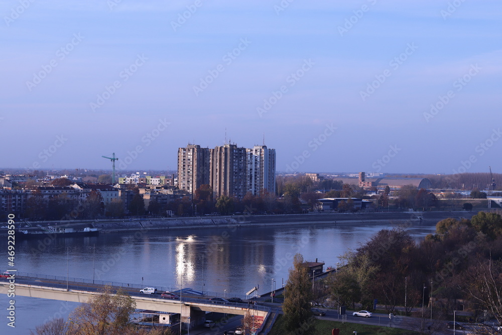 Naklejka premium view of the bridge and the river from the fortress
