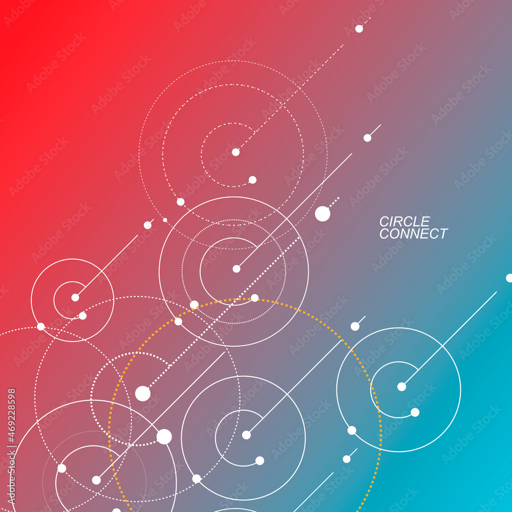 Connect lines background. Network circles dots. Abstract connection element. Vector graphic design Communication pattern