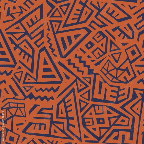 Unique Geometric Vector Seamless Pattern made in ethnic style. Aztec textile print. African traditional design. Creative boho pattern. Perfect for site backgrounds, wrapping paper and fabric design.