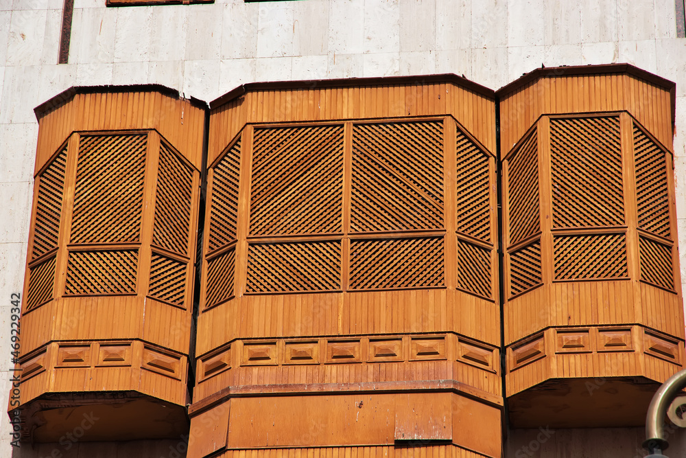 The vintage balcony in Al-balad district, Jeddah, Saudi Arabia