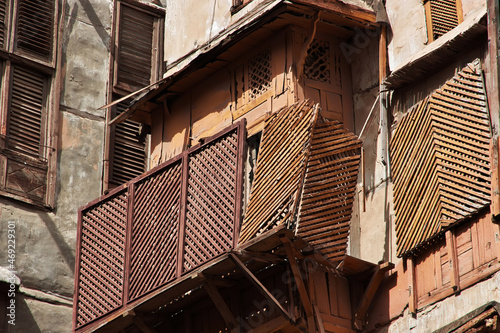 The vintage balcony in Al-balad district, Jeddah, Saudi Arabia photo