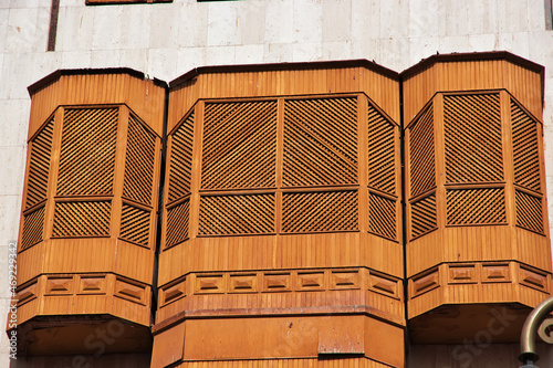 Obraz na płótnie The vintage balcony in Al-balad district, Jeddah, Saudi Arabia w salonie