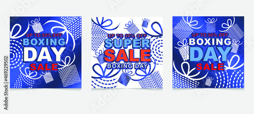 Boxing Day sale set of trendy blue gradient background. Sale. Design template for brochures  flyers  magazine  card  branding  banners  book covers  notebooks background  presentation design  wallpape