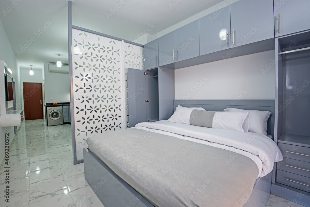 Interior design of bedroom in studio apartment Interior design of bedroom in studio apartment