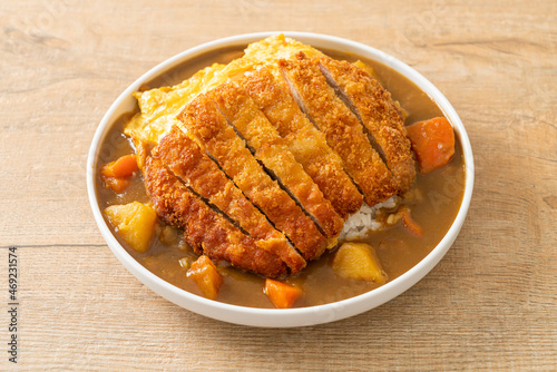 curry rice with fried pork cutlet and creamy omelet