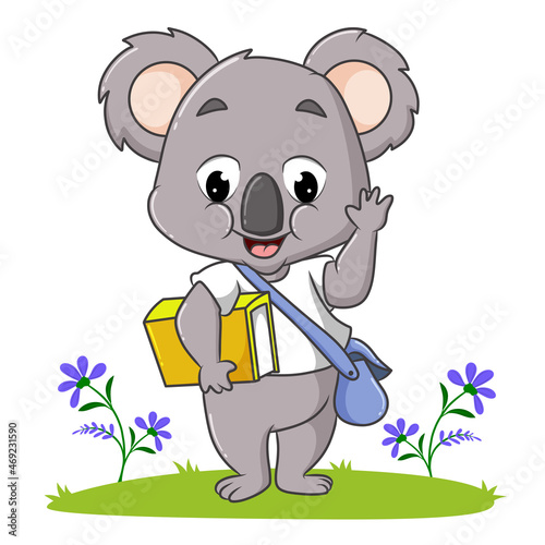 The koala student is waving the hand