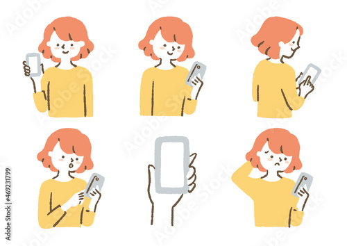 スマホを持っている人_セット_色