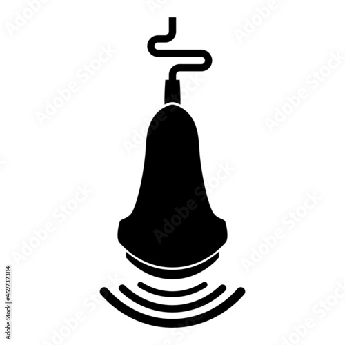 Ultrasound tool with wave medical diagnostic device equipment echograpy icon black color vector illustration flat style image