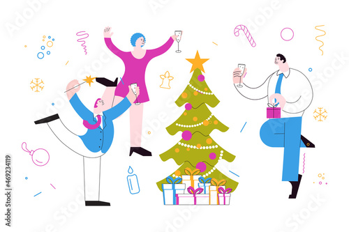 Horizontal banner template of Christmas office party