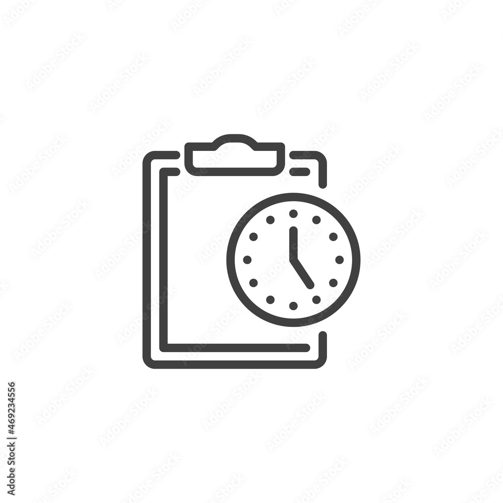 Clipboard with clock line icon