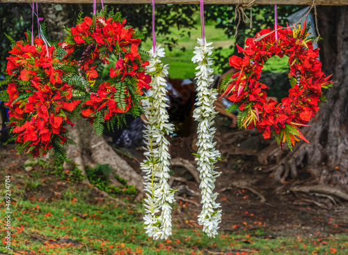 Tropical Flowers Christmas Wreaths Leis Moorea Tahiti photo