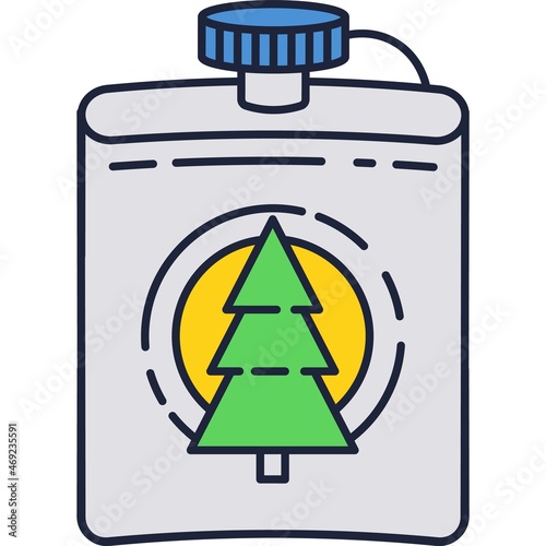 Hip flask vector icon isolated metal bottle