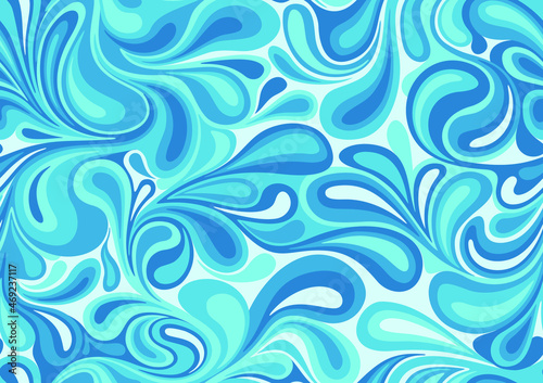 Seamless patetrn with abstract curly drops. Floral endless camo ornament texture. Vector background.