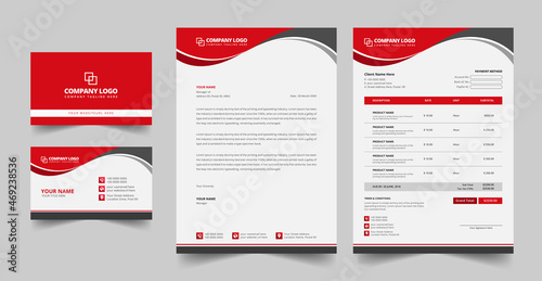 Corporate stationery design, business card and letterhead template