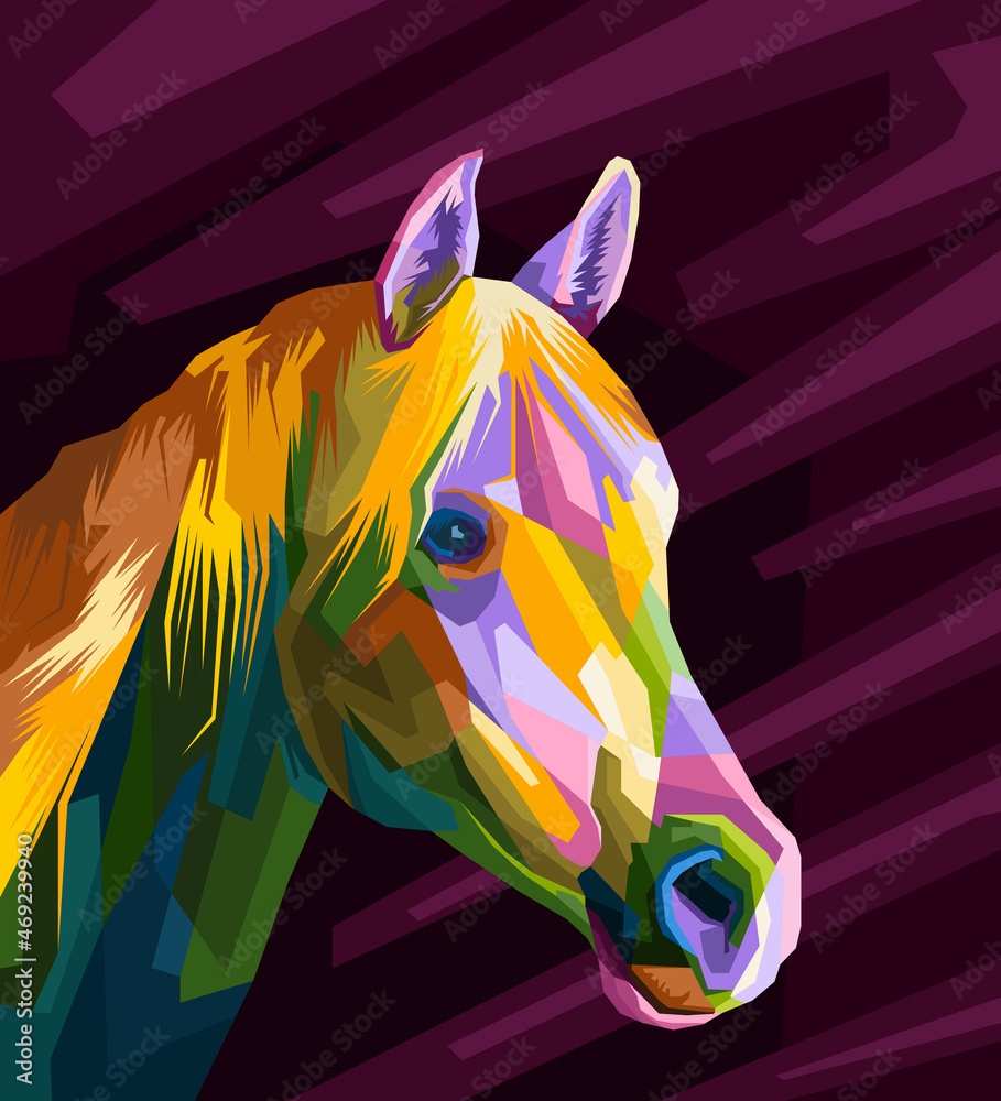 colorful horse pop art portrait vector illustration, can be used for