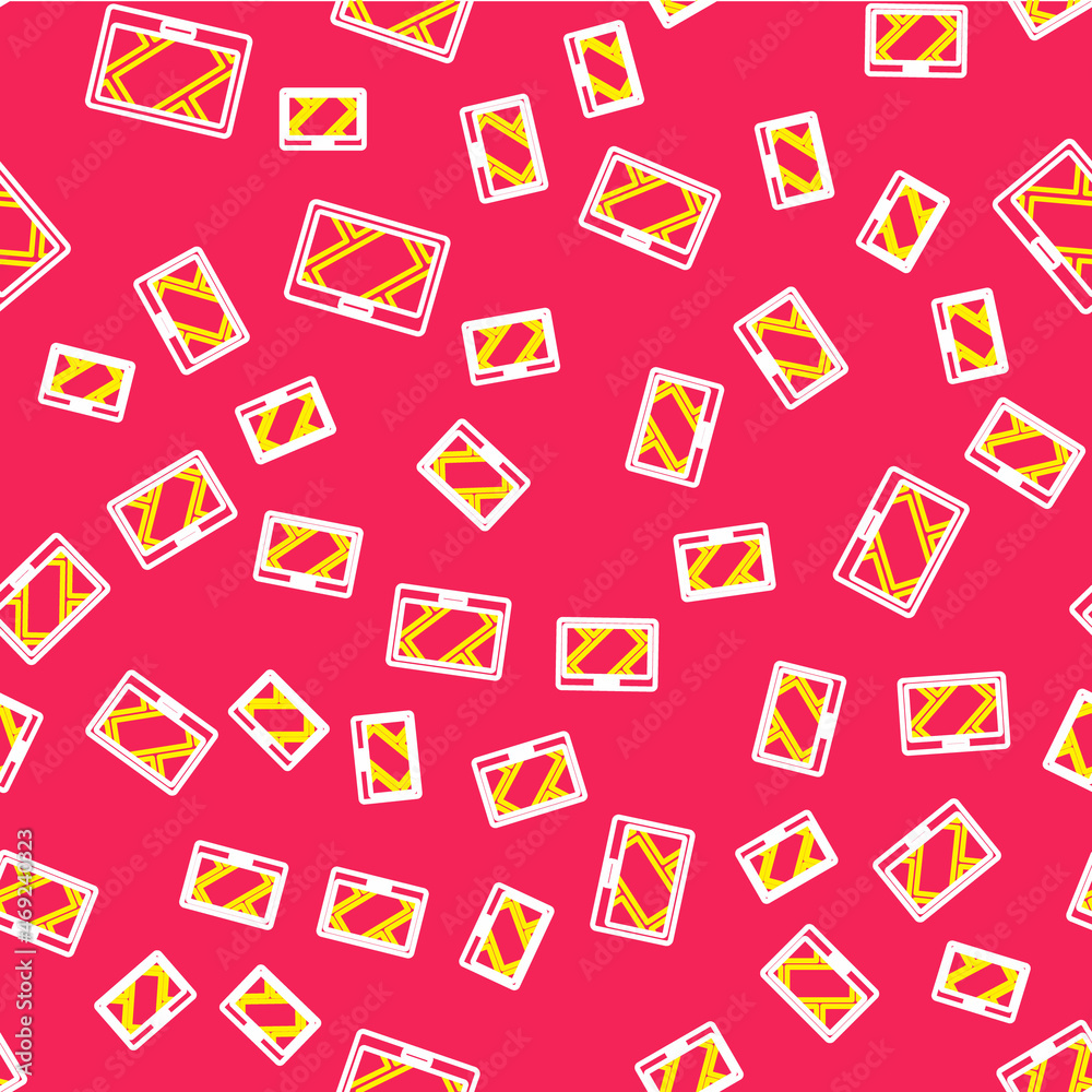 Line Gps device with map icon isolated seamless pattern on red background. Vector Line Gps device with map icon isolated seamless pattern on red background. Vector