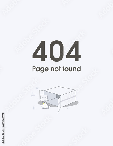 Design 404 error. Vector concept illustration for page 404.Template for a web page with 404 error. Error 404 Page Not Found Template With Empty box and little pigeon