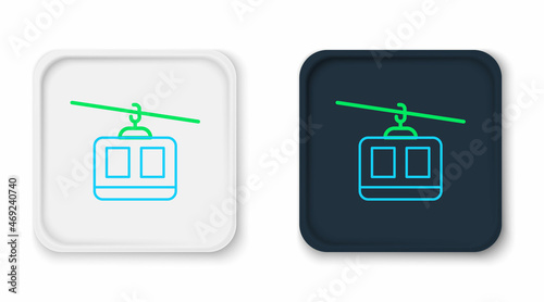 Line Cable car icon isolated on white background. Funicular sign. Colorful outline concept. Vector