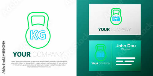 Line Kettlebell icon isolated on white background. Sport equipment. Colorful outline concept. Vector