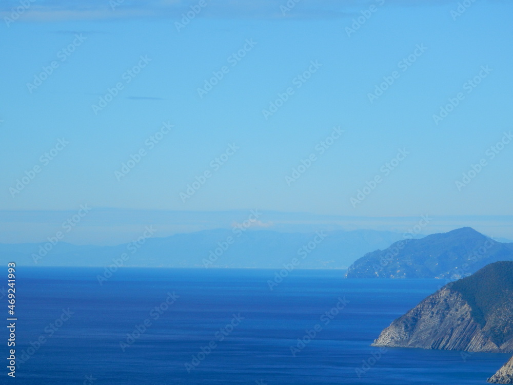 hiking between Deiva Marina and Framura with a stunning view to the ligurian coastline and Portofino mountain and Punta Baffe, Italy hiking between Deiva Marina and Framura with a stunning view to the ligurian coastline and Portofino mountain and Punta Baffe, Italy