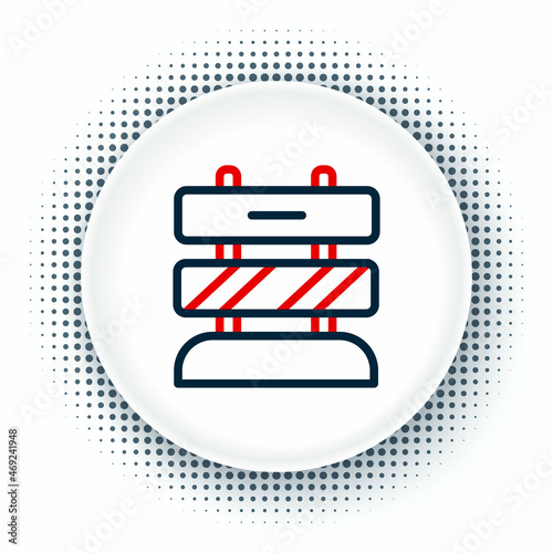 Line End of railway tracks icon isolated on white background. Stop sign. Railroad buffer end to destination. Colorful outline concept. Vector