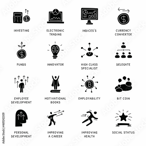 Business Concepts Doodle glyph icons - vector