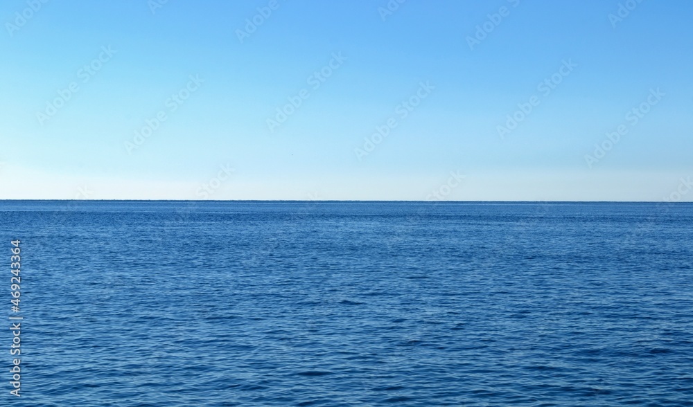 Blue sea and sky. The horizon in the middle