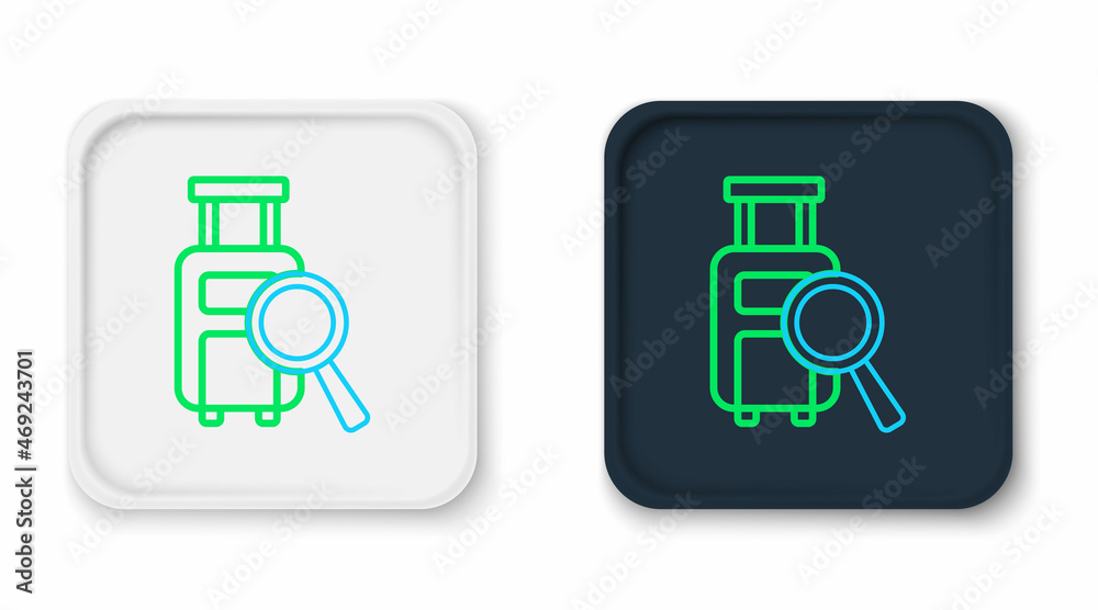 Line Airline service of finding lost baggage icon isolated on white background. Search luggage. Colorful outline concept. Vector Line Airline service of finding lost baggage icon isolated on white background. Search luggage. Colorful outline concept. Vector