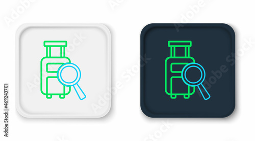 Line Airline service of finding lost baggage icon isolated on white background. Search luggage. Colorful outline concept. Vector