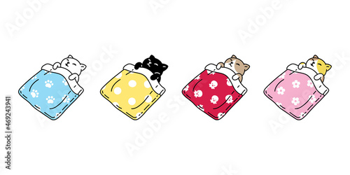 cat vector kitten calico icon sleeping blanket pet breed cartoon character doodle illustration symbol design