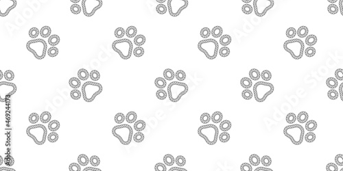 dog paw seamless pattern cat footprint rope bear vector french bulldog cartoon scarf repeat wallpaper tile background doodle illustration design