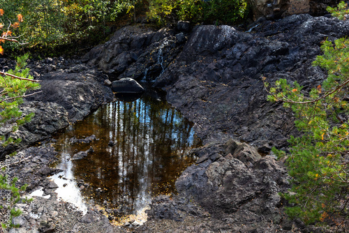 Picturesque autumn view of ancient volcano Girvas. Panoramic view of Girvas, the most ancient crater of volcano in Karelia, Russia. photo