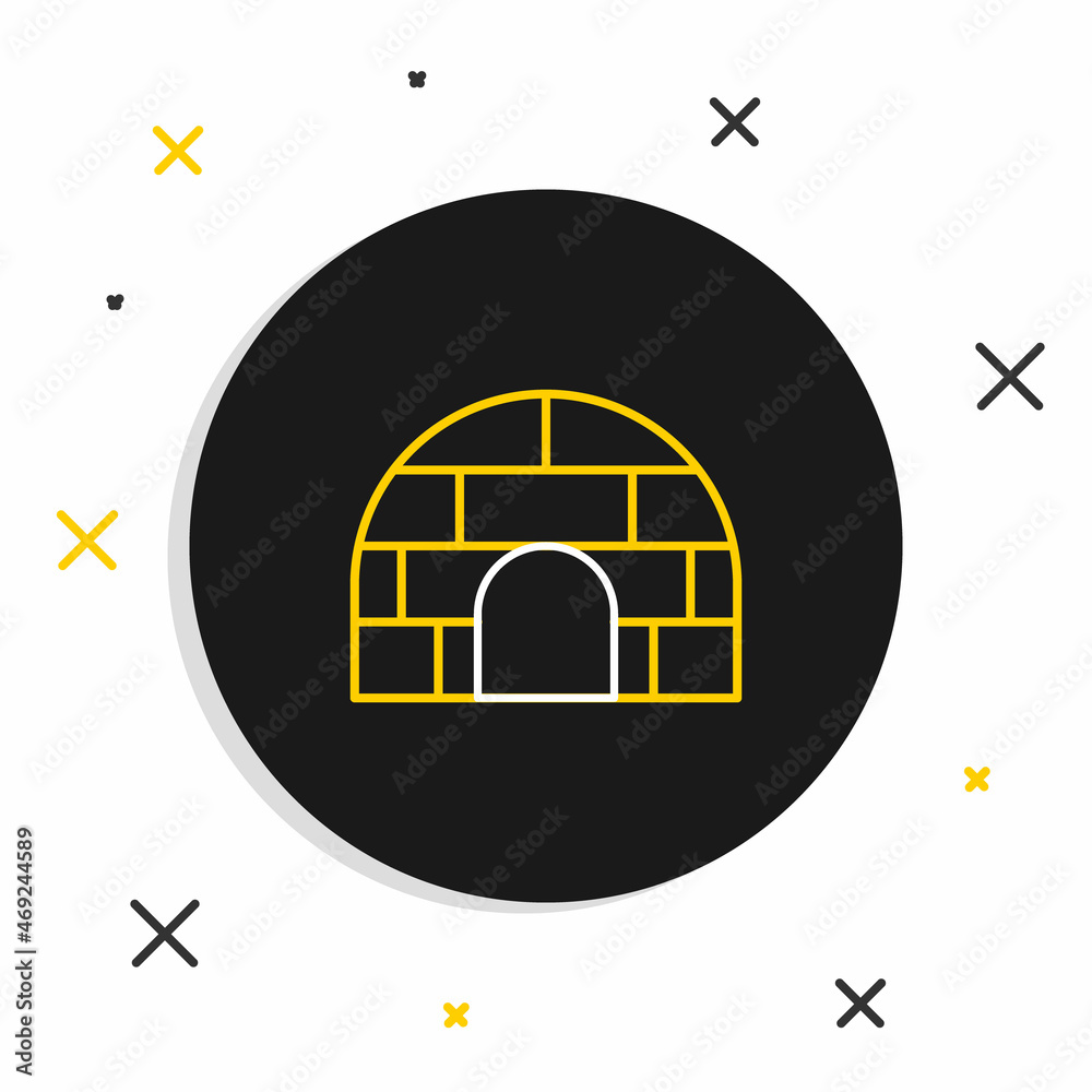 Line Igloo ice house icon isolated on white background. Snow home, Eskimo dome-shaped hut winter shelter, made of blocks. Colorful outline concept. Vector Line Igloo ice house icon isolated on white background. Snow home, Eskimo dome-shaped hut winter shelter, made of blocks. Colorful outline concept. Vector