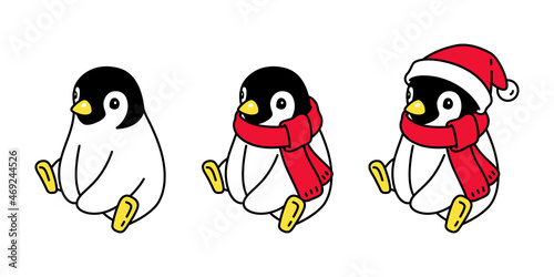 penguin vector Christmas Santa Claus hat icon logo cartoon character illustration symbol design