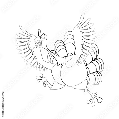 Thanksgiving Turkey running and screamig stroke vector illustration photo