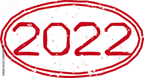 「2022」の赤文字のゴム印ベクターイラスト