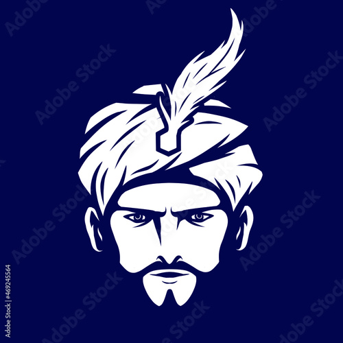 Valokuva Sultan arabian king logo vector art potrait colorful design with dark background