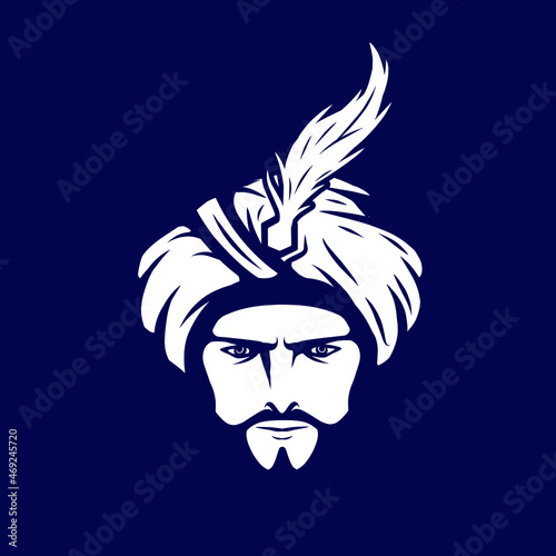 Sultan arabian king logo vector art potrait colorful design with dark background. Abstract graphic illustration.
