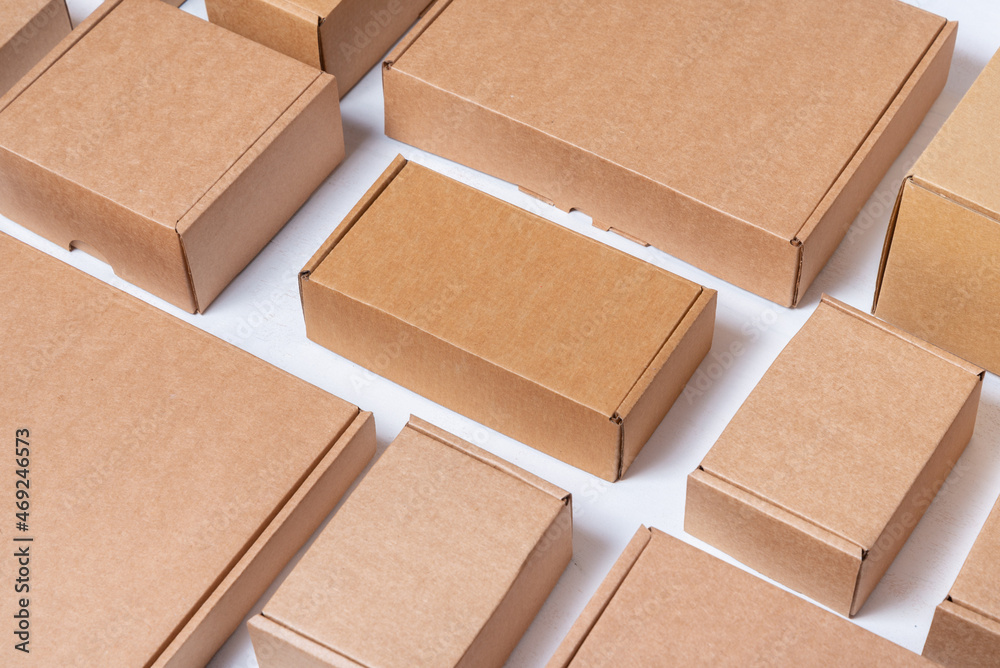 Lot of flat brown cardboard boxes Lot of flat brown cardboard boxes