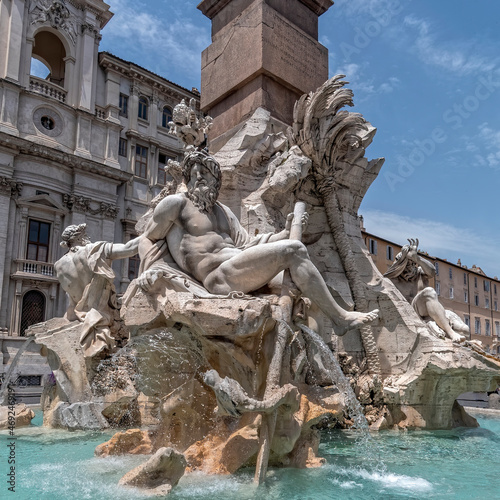 Rome Italy, the famous four rivers fountain in Navona square