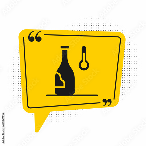Black Wine temperature icon isolated on white background. Yellow speech bubble symbol. Vector