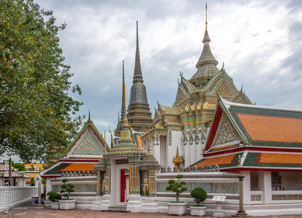 Buildings and stupas at the landmark Wat Pho Temple in Bangkok