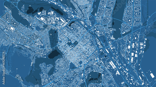 Detailed blue vector map poster of Chisinau city, linear print map. Skyline urban panorama.