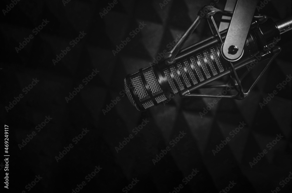 Background with a professional microphone and copy space Background with a professional microphone and copy space